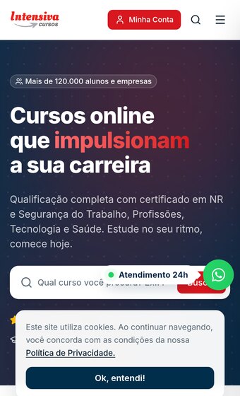 Intensiva Cursos — mobile