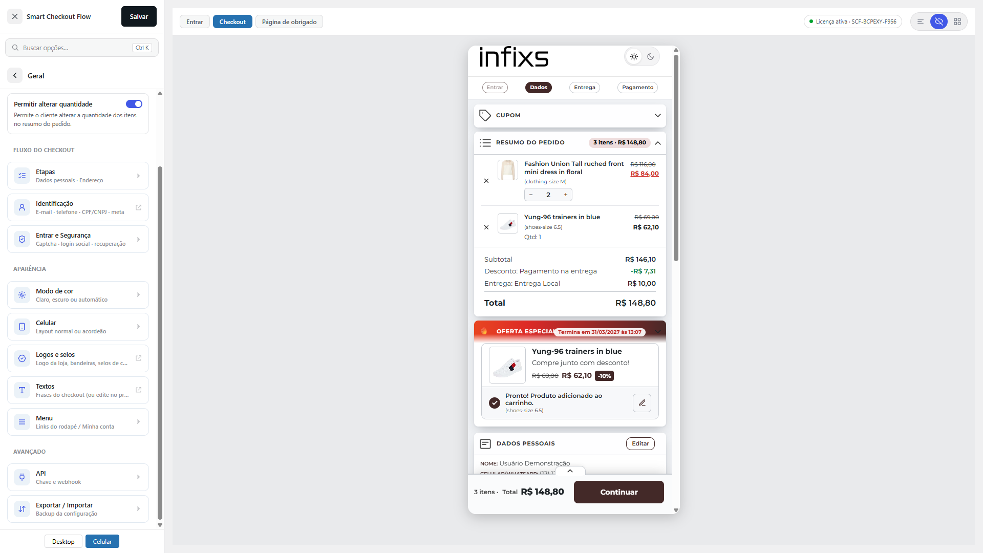 Smart Checkout Flow — checkout multi-etapas no celular