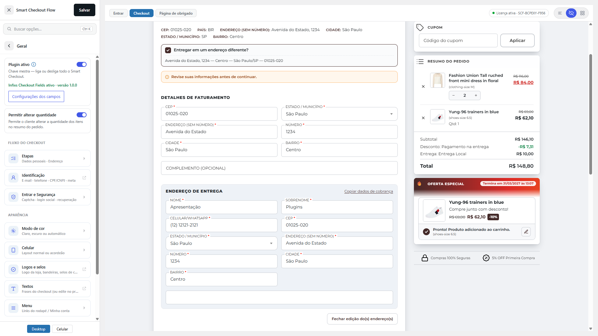 Smart Checkout Flow — etapa Entrega: endereço do cliente