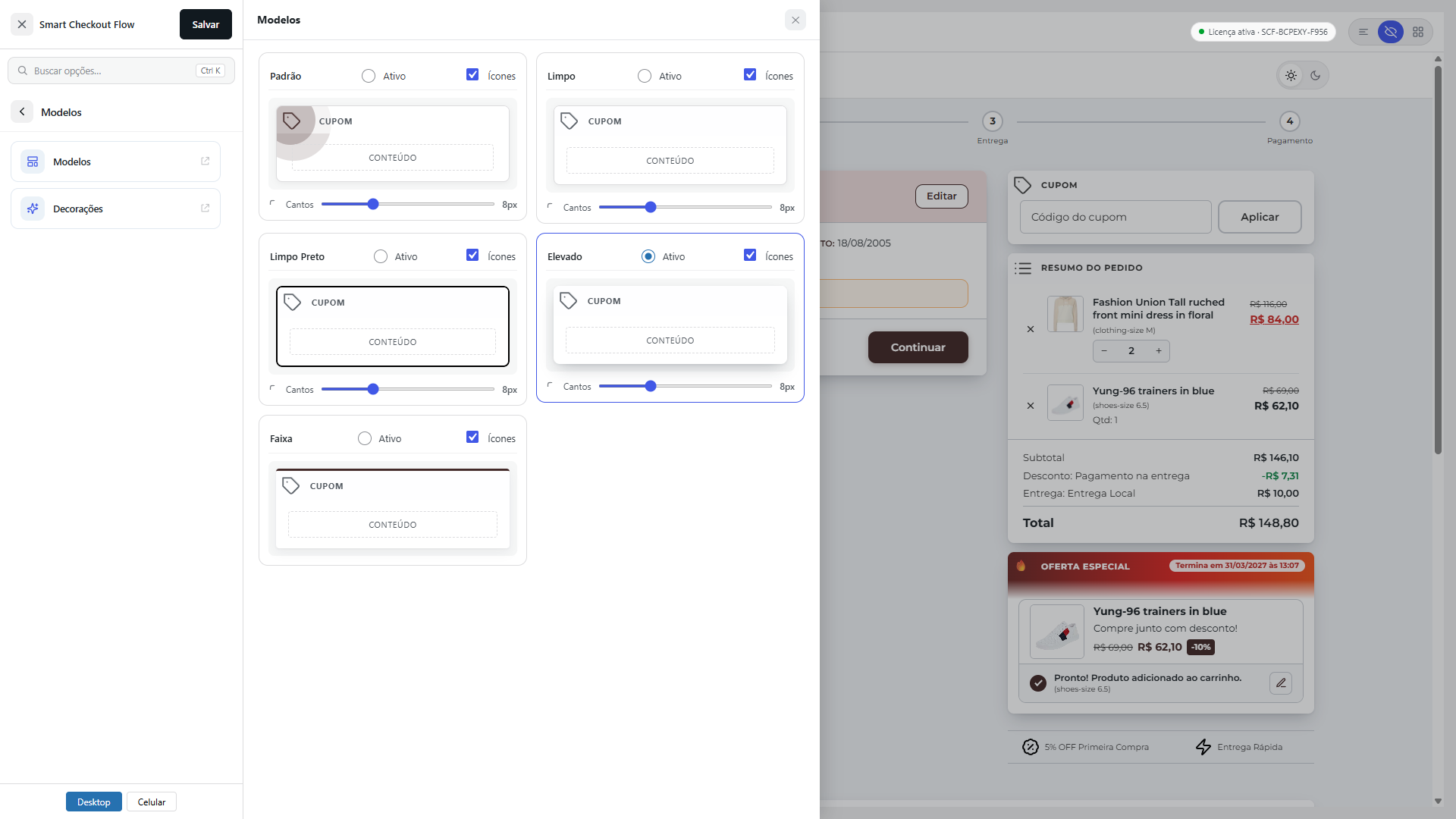 Smart Checkout Flow — modelos de tema do checkout