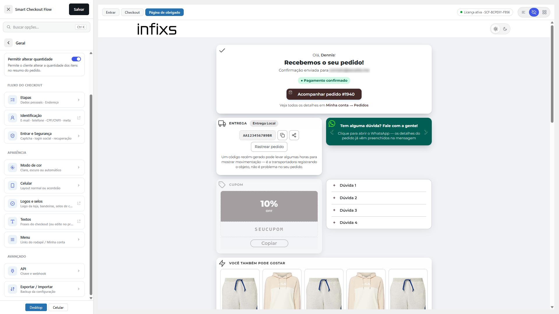 Smart Checkout Flow — página de obrigado com confirmação do pedido