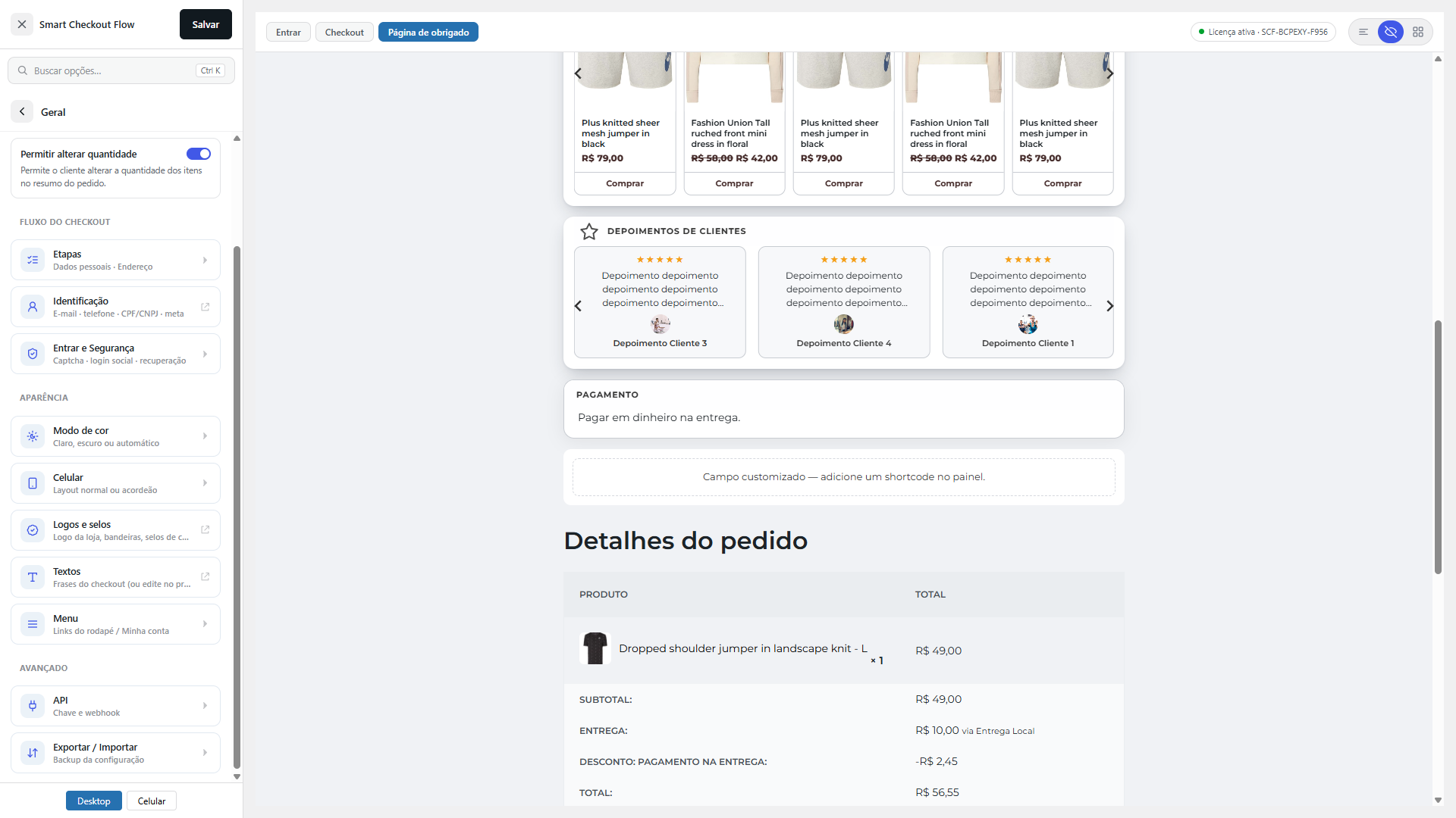 Smart Checkout Flow — página de obrigado: detalhes do pedido