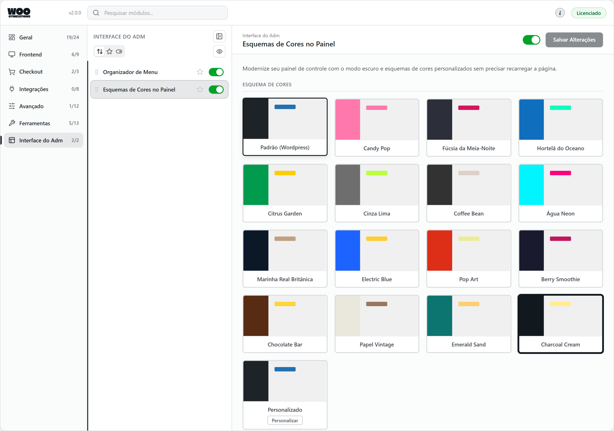 Woo Otimizations — admin color schemes