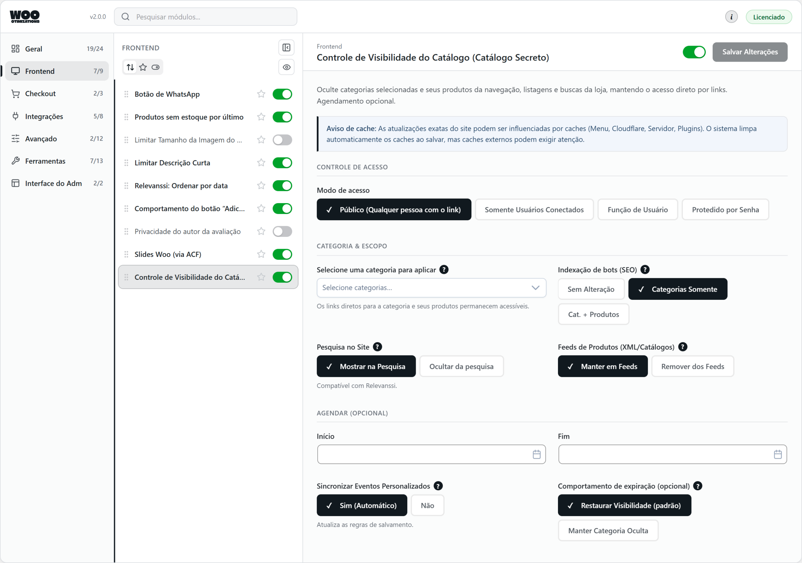 Woo Otimizations — catalog availability control