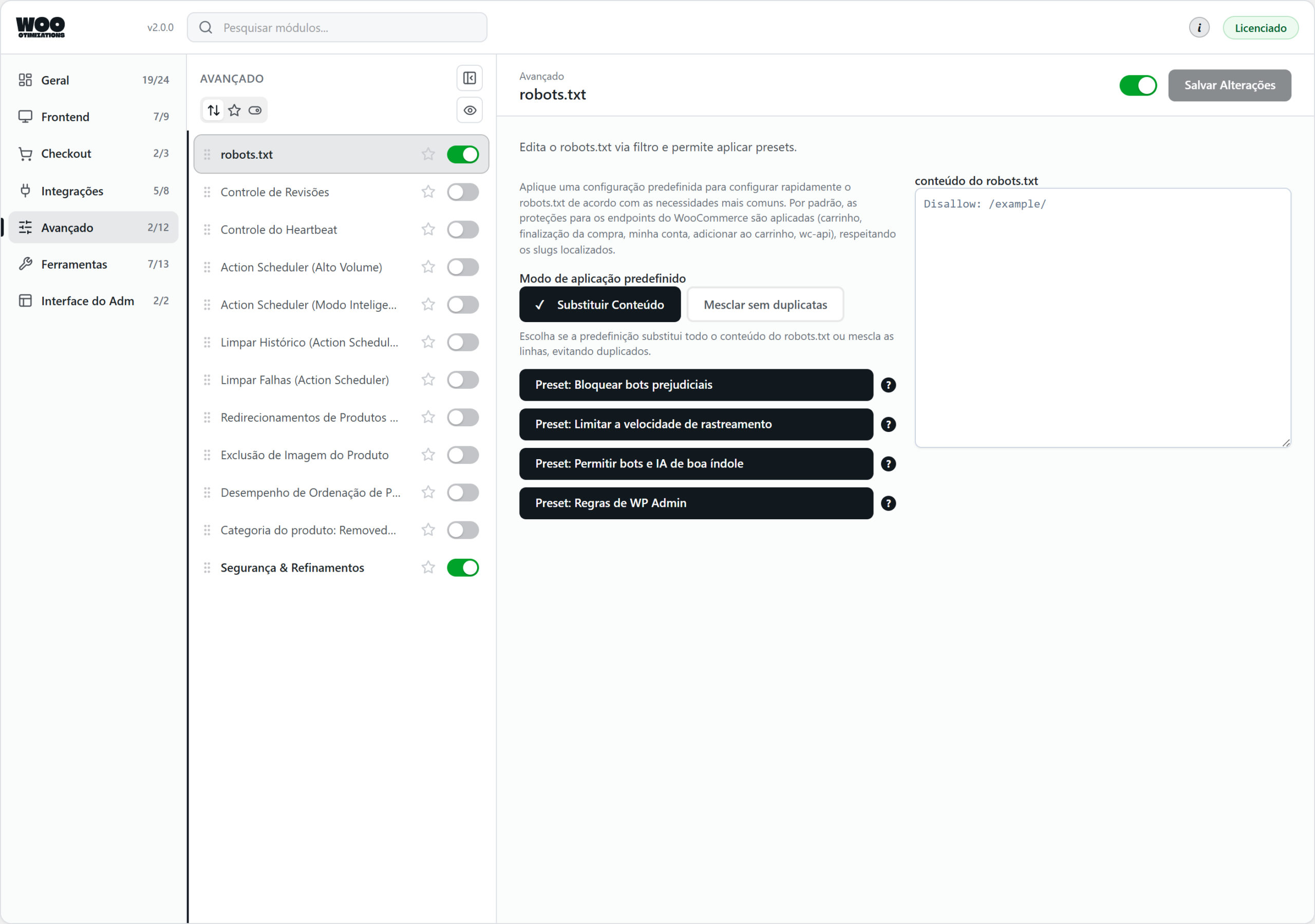 Woo Otimizations — robots txt