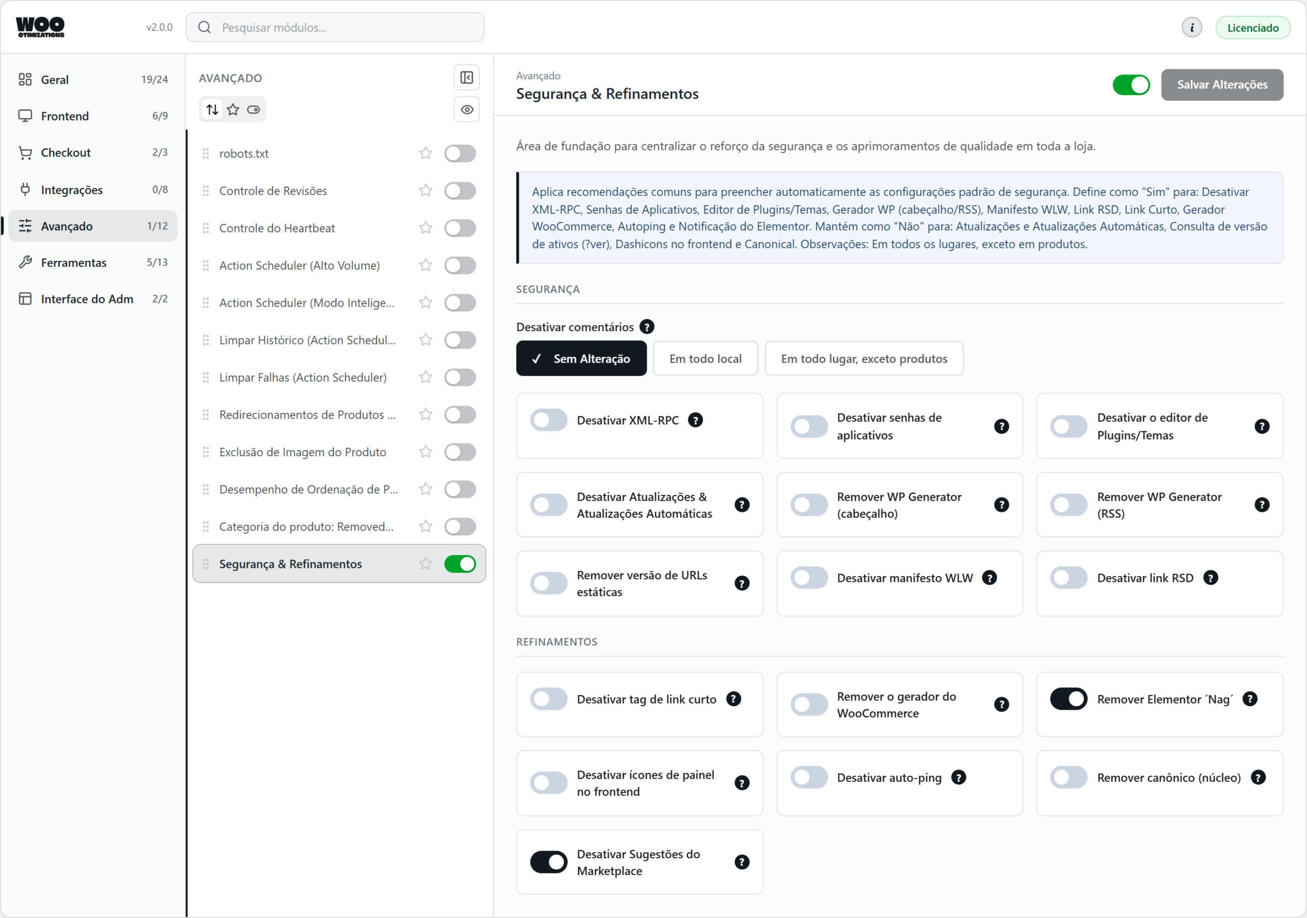 Woo Otimizations — security refinements