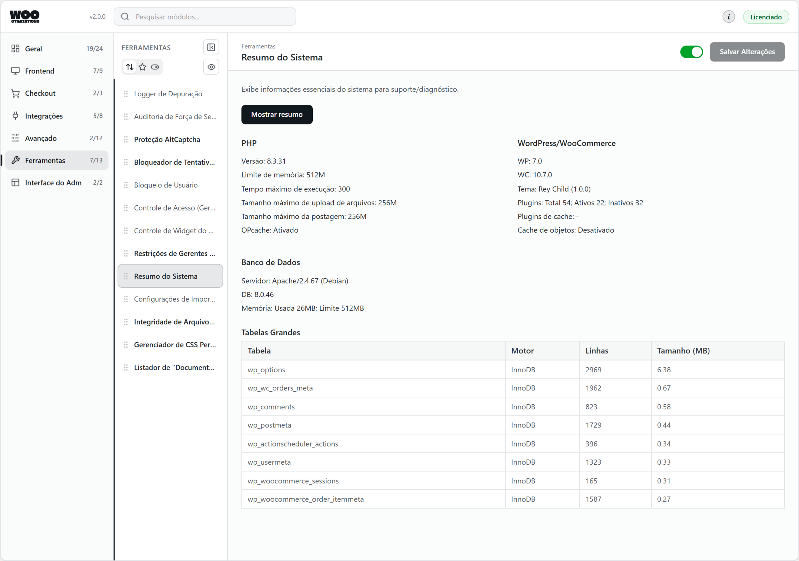 Woo Otimizations — system summary